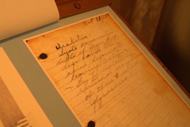 Dr. Fredrick Banting's note with the idea that led to the discovery of insulin